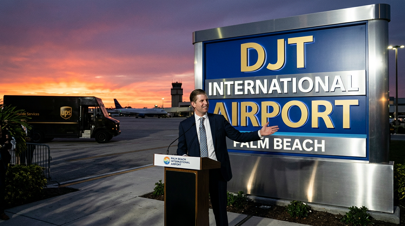 Palm Beach Airport Just Became DJT— and Eric Trump Made Sure UPS Didn't Steal the Show