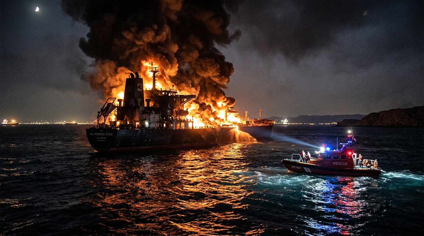 A Vessel Is on Fire Near the Strait of Hormuz, and Oil Prices Are Spiking