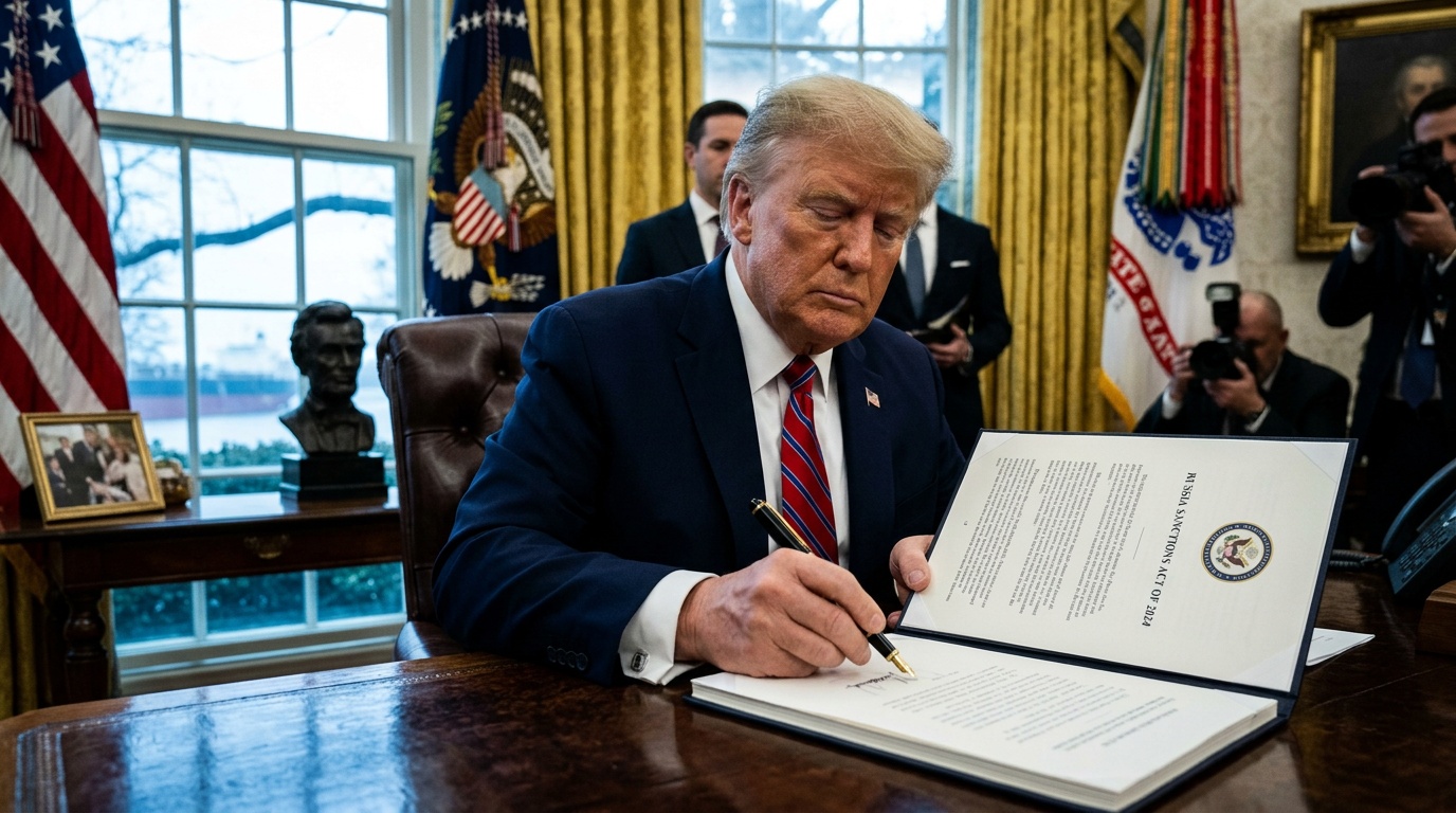 Trump Signs Sweeping Russia Sanctions Law, Opening Door to Tariffs on Moscow's Biggest Trading Partners